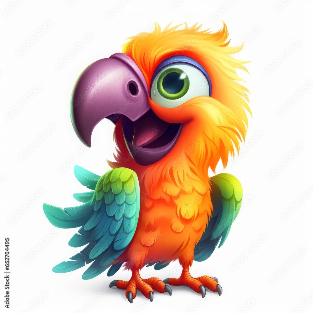cartoon parrot on white background character. cartoon parrot on white background character.