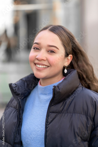 portrait of young girl in the city