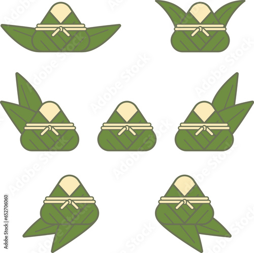 Chinese rice dumpling zongzi vector set