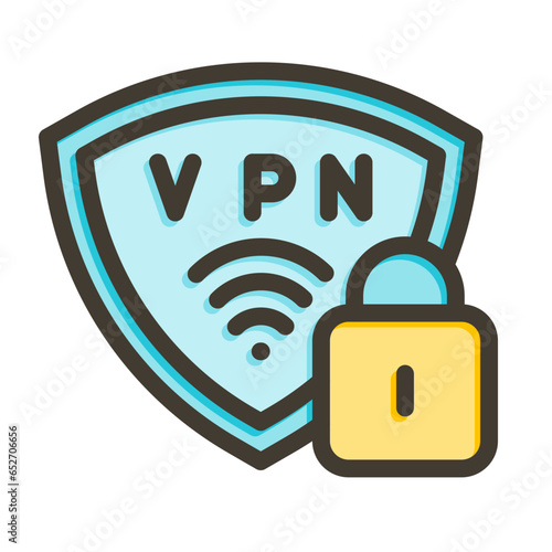 Vpn Vector Thick Line Filled Colors Icon Design