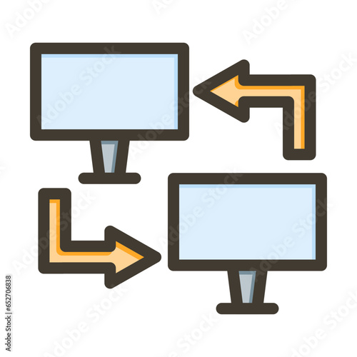 Local Network Vector Thick Line Filled Colors Icon Design