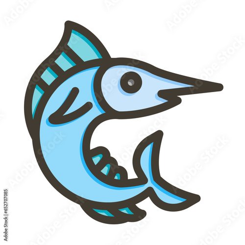 Marlin Vector Thick Line Filled Colors Icon Design