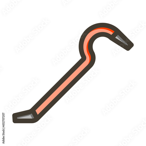 Crowbar Vector Thick Line Filled Colors Icon Design