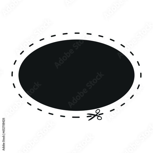 Cut line icon with scissor, cut here guidance, scissors and dash. Coupon mark and symbol for cropping, signifying voucher. Flat vector illustrations isolated in background.