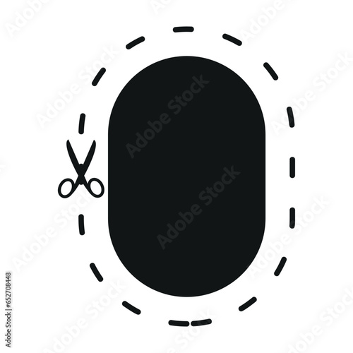 Cut line icon with scissor, cut here guidance, scissors and dash. Coupon mark and symbol for cropping, signifying voucher. Flat vector illustrations isolated in background.