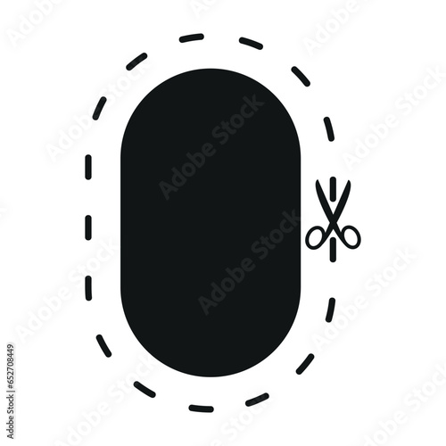 Cut line icon with scissor, cut here guidance, scissors and dash. Coupon mark and symbol for cropping, signifying voucher. Flat vector illustrations isolated in background.