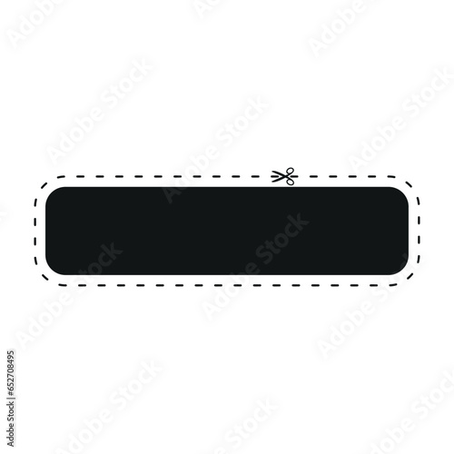 Cut line icon with scissor, cut here guidance, scissors and dash. Coupon mark and symbol for cropping, signifying voucher. Flat vector illustrations isolated in background.