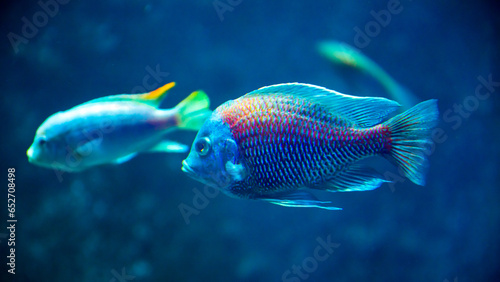 redfin hap or goldfin hap male specimen, a species of haplochromine cichlid fish endemic to Lake Malawi in East Africa, Copadichromis borleyi photo