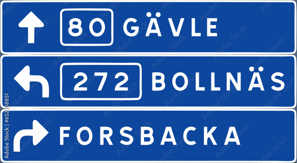 Obraz premium Road signs in Sweden, Signs giving information, Additional panels