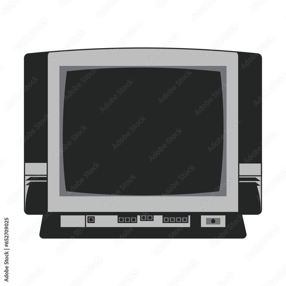 Box analog television visuals with black and white design Box analog television visuals with black and white design