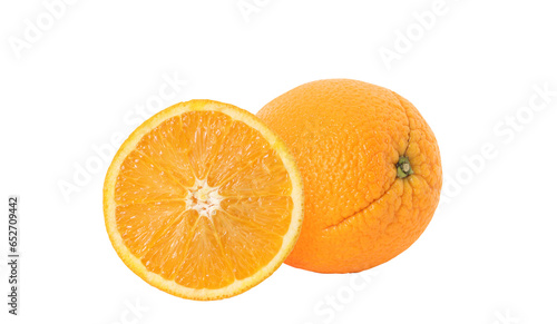 Orange with cut in half  isolated on white background