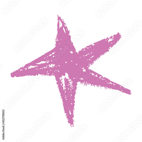 Shape elements, abstract. Graphic pink stars among scribble doodles, color collage. Flat vector illustrations isolated on white background