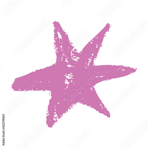 Shape elements, abstract. Graphic pink stars among scribble doodles, color collage. Flat vector illustrations isolated on white background