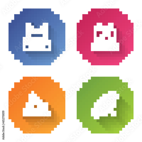 Set line Bungee, Forest, Kid slide and Hopscotch. Color circle button. Vector
