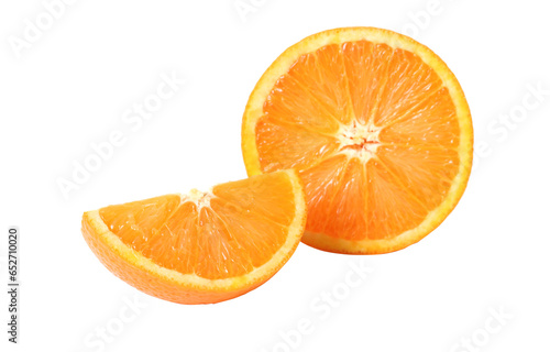 Orange with cut in half isolated on white background