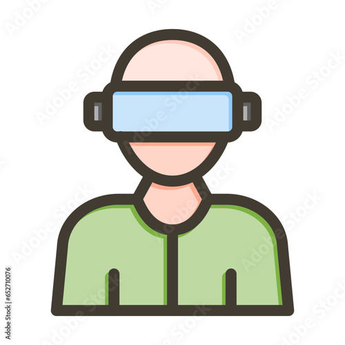 Virtual Reality Vector Thick Line Filled Colors Icon Design