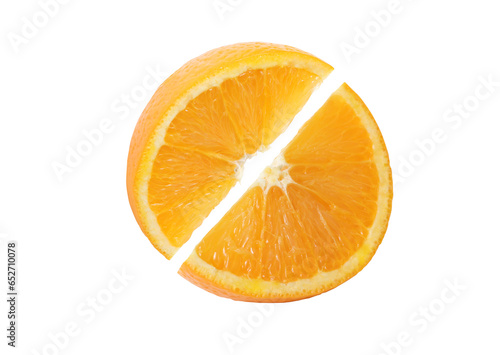 Orange with cut in half  isolated on white background