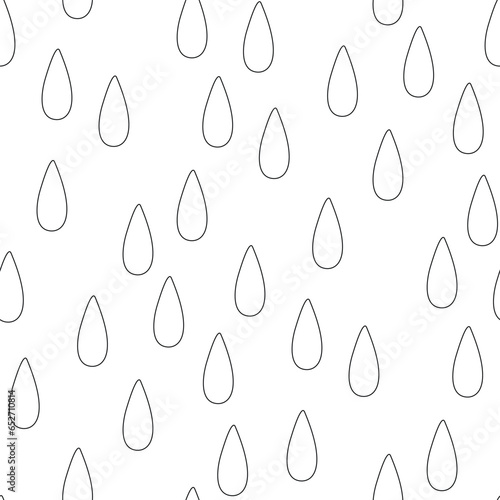 Seamless Aesthetic Pattern with Cute Drops. Romantic Simple Design Element.  Vector Contour Illustration. Coloring Book Page