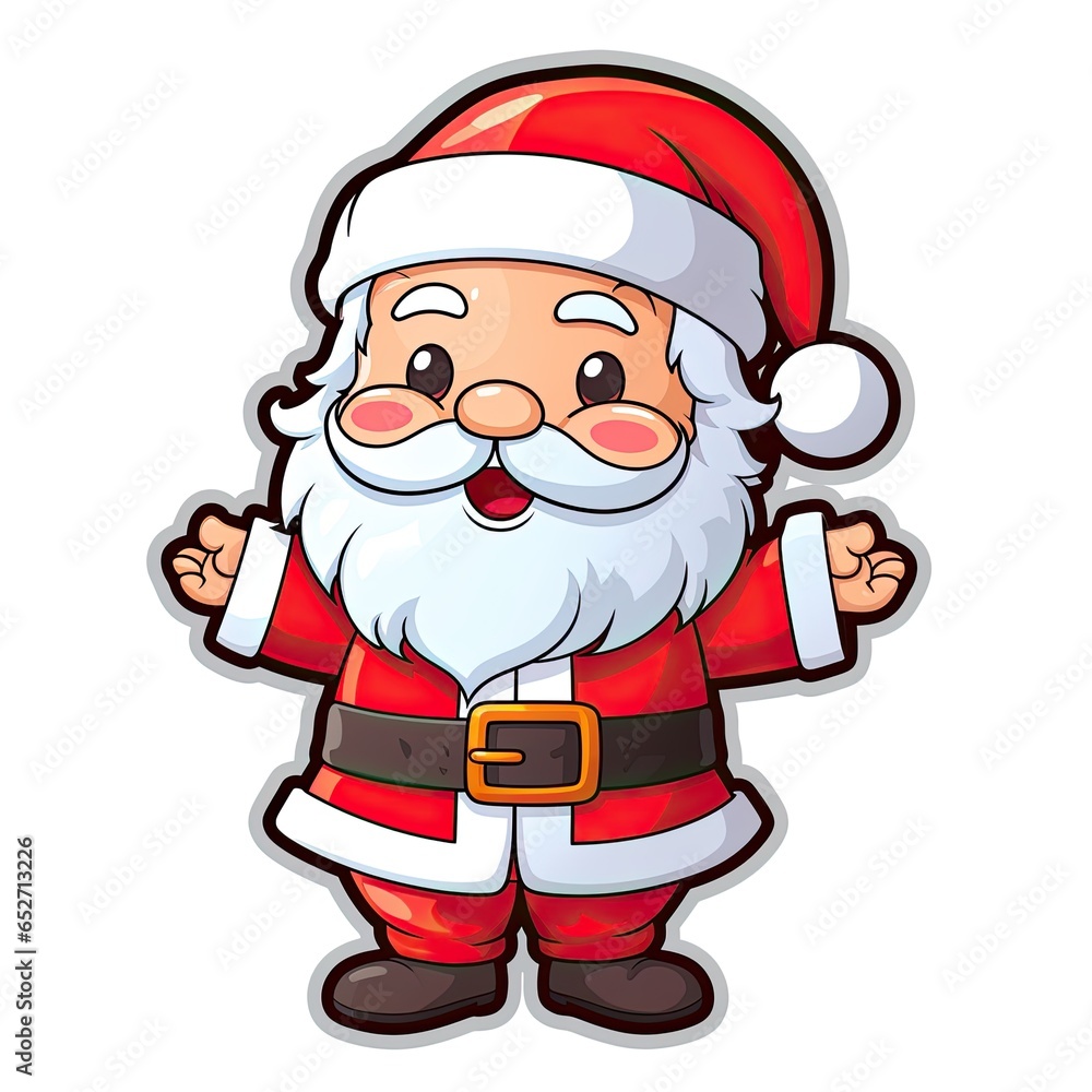 Santa Claus as a sticker with a white background. Generative AI Santa Claus as a sticker with a white background. Generative AI