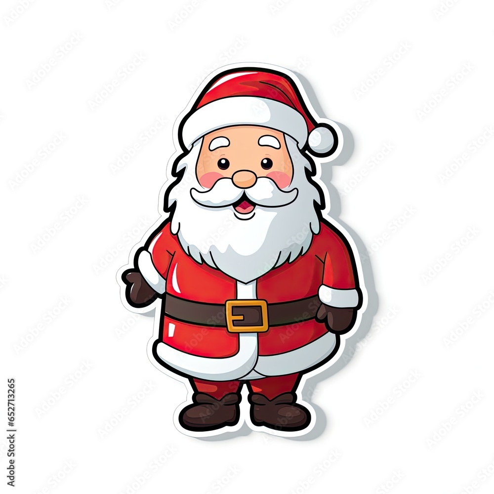 Santa Claus as a sticker with a white background. Generative AI Santa Claus as a sticker with a white background. Generative AI