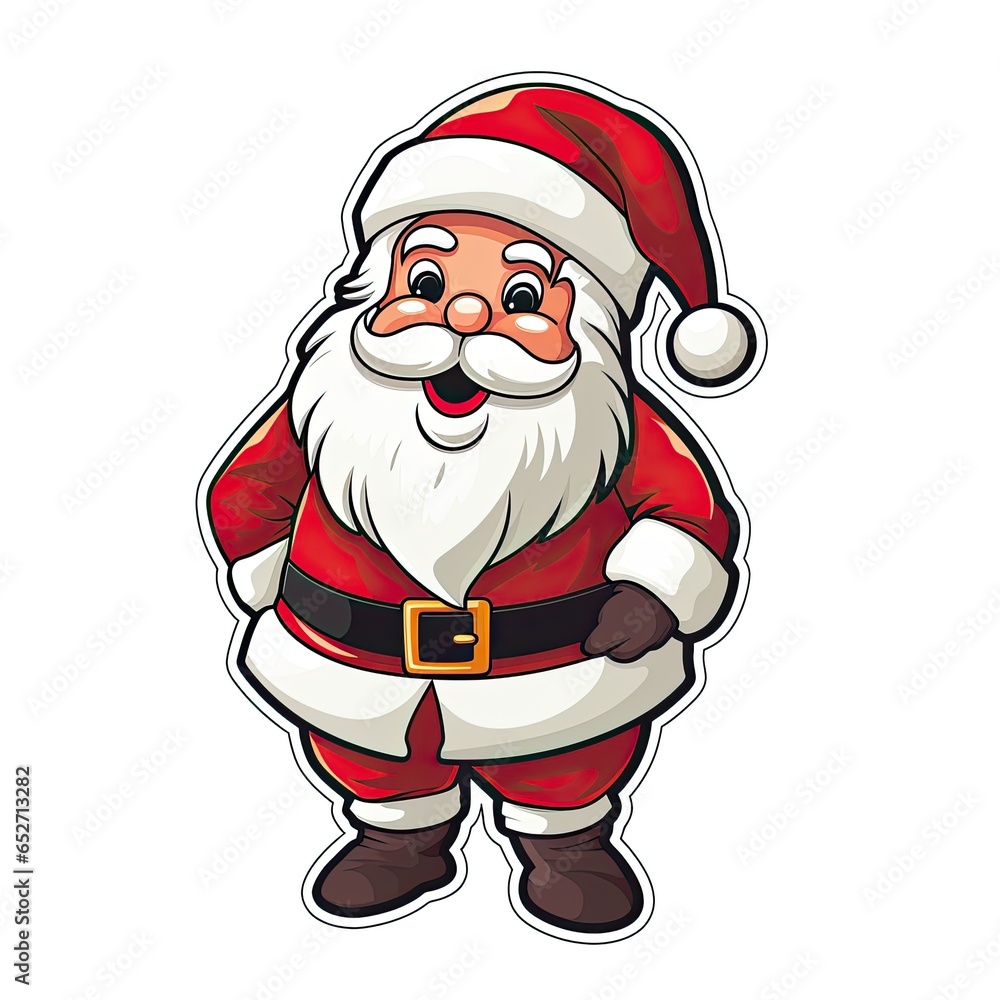 Santa Claus as a sticker with a white background. Generative AI