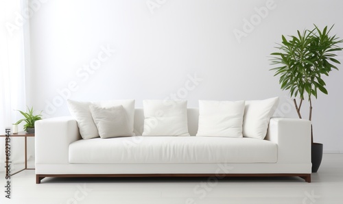A beautiful canvas frame 3D mockup in living room, bed room, modern Interior Design Background Generative AI