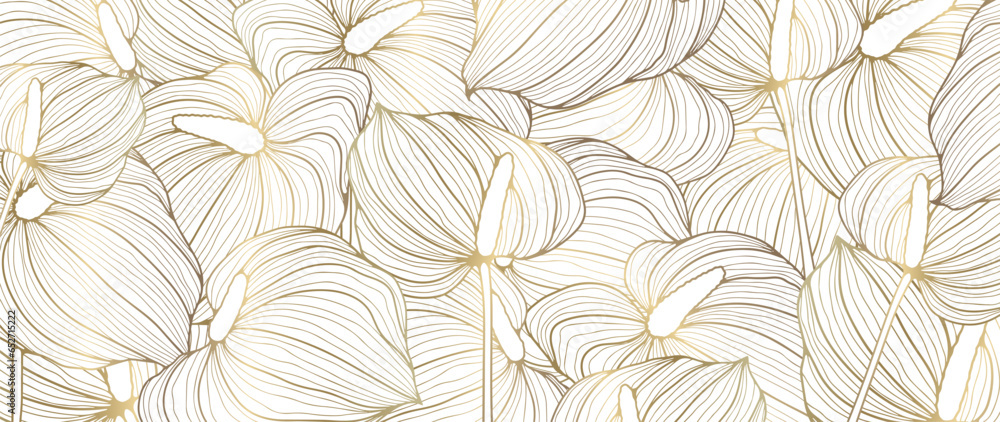 Luxury floral background with royal calla lilies flowers. Light vector background for various designs, creating wallpapers, cards, posts on social networks. - obrazy, fototapety, plakaty 