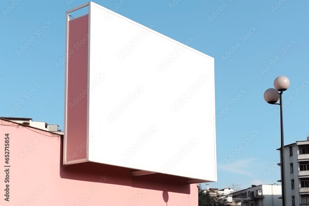 Fototapeta premium Cartel publicitario en blanco. Banda publicitaria con espacio en blanco.