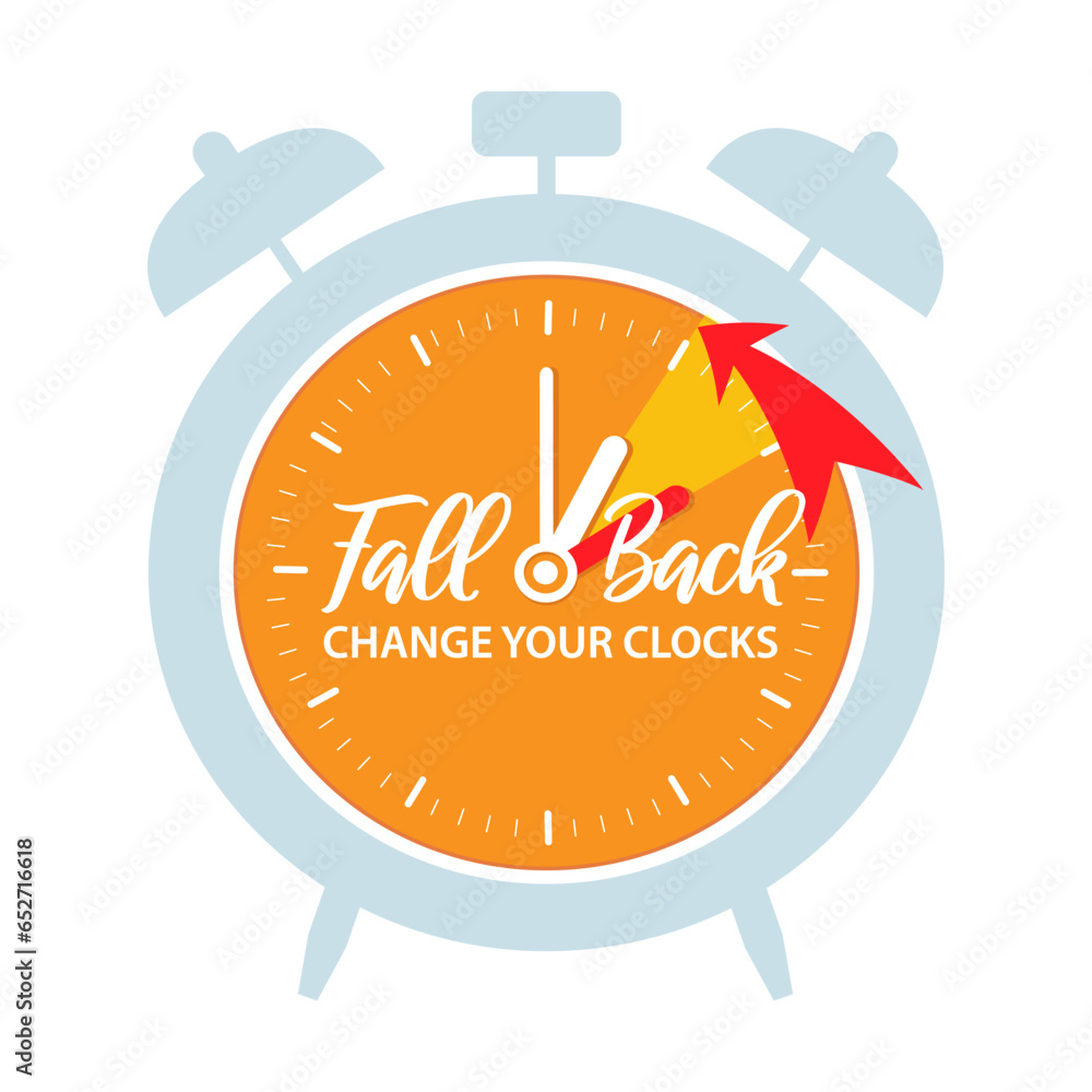 Daylight saving time ends icon. Fall Back. Clock change back. Simple