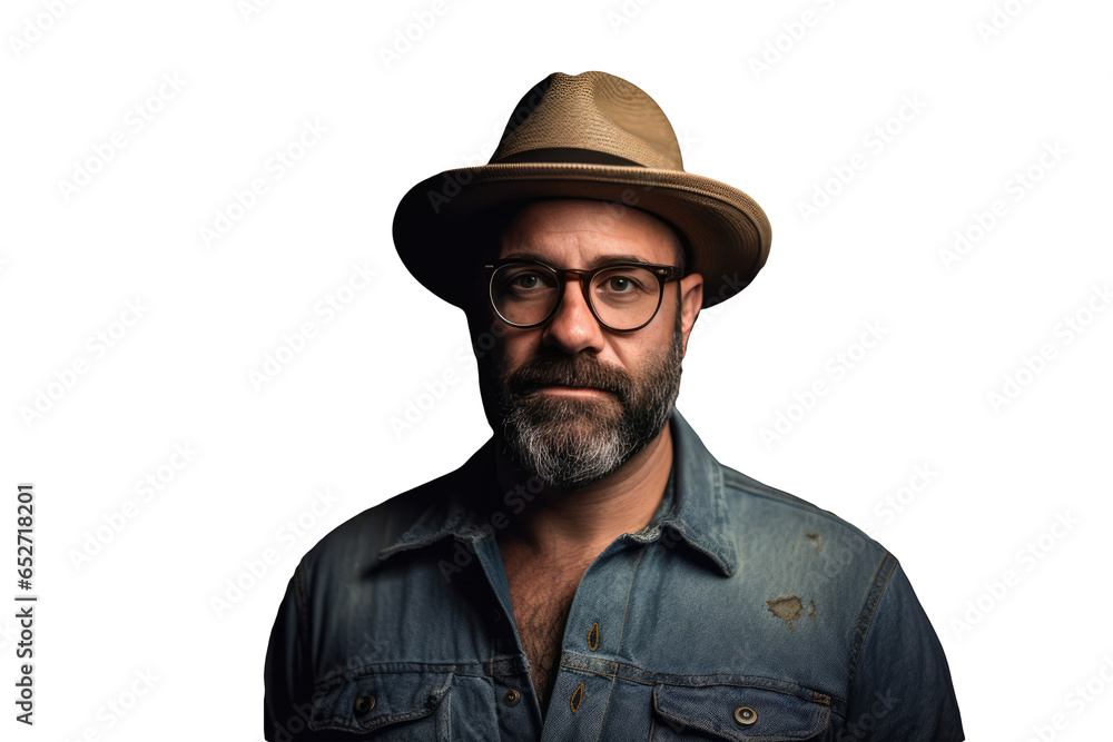 A Fictional Character Created By Generative AI.Closeup Portrait of a Smiling Senior Man Wearing Eyeglasses and Hat. Generative AI. A Fictional Character Created By Generative AI.Closeup Portrait of a Smiling Senior Man Wearing Eyeglasses and Hat. Generative AI.