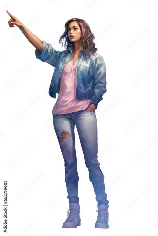 A Fictional Character Created By Generative AI.Fashionable woman in jeans holding a cell phone A Fictional Character Created By Generative AI.Fashionable woman in jeans holding a cell phone