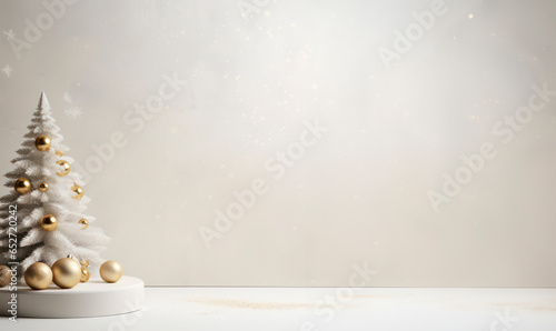 Abstract Christmas background with white winter bokeh, glowing snowfall, and a touch of silver and gold for a magical holiday season design © BrightSpace