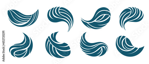 Set Water Wave Logo abstract design. Cosmetics Surf Sport Logotype concept.