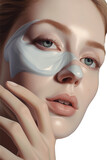 A Fictional Character Created By Generative AI.Young Attractive Woman Clean Dark Circles and Face Skin Care. Cosmetic Product Character Generative AI.