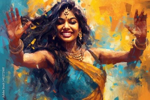 A Fictional Character Created By Generative AI.Colorful Portrait of a Indian Woman