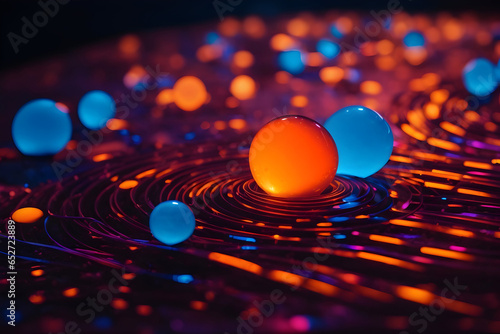 Colorful Blacklight Apollonian Abstract Circles for Background or Wallpaper. Glowing Sphere Shapes - Generative AI photo