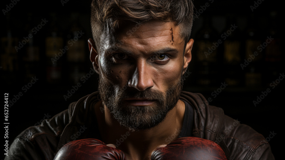 Entschlossener Boxer im Fokus - obrazy, fototapety, plakaty 