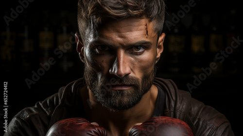 Entschlossener Boxer im Fokus