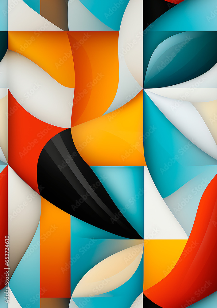 Modern grid flyer with geometric shapes, geometry graphics and abstract background vector set. Geometry grid pattern banner vivid presentation illustration