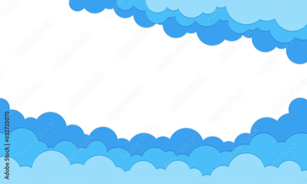 Frame border cloudy paper cut flat illustration design decoration