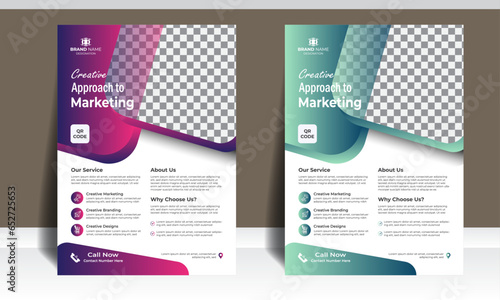 Business poster or flyer pamphlet brochure design layout space for photo background. Blue gradient color flyer template for travel agency.