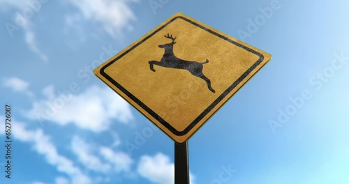 Deer Crossing Sign in a 3D animation