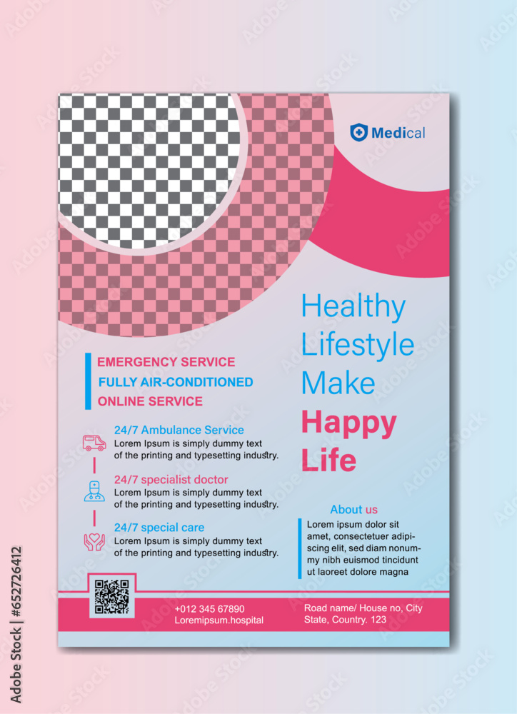 Modern Medical Flyer Template Design Healthcare Business A4 Size