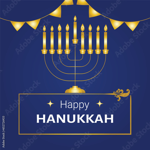 Happy Hanukkah, Jewish Festival of Lights background for greeting card, invitation, banner