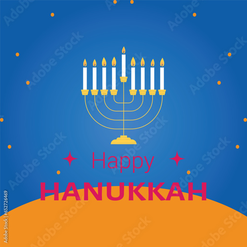Happy Hanukkah, Jewish Festival of Lights background for greeting card, invitation, banner