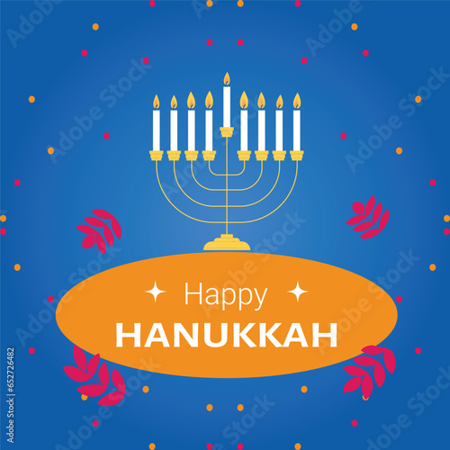 Happy Hanukkah, Jewish Festival of Lights background for greeting card, invitation, banner
