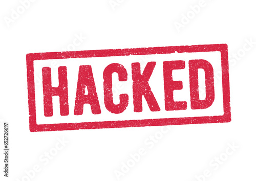 Vector illustration of the word Hacked in red ink stamp