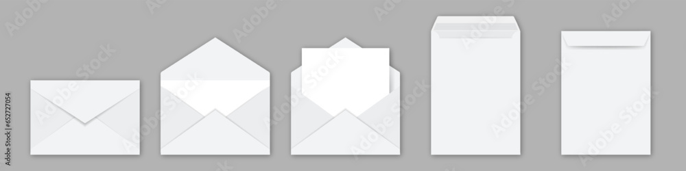 Realistic set of envelopes on isolated background with realistic shadow ...