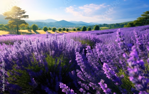 A field of lavender in full bloom  its fragrance filling the air with sweet perfume. Generative AI