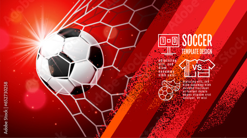 Soccer Template design , Football banner, Sport layout design, Red Theme, vector